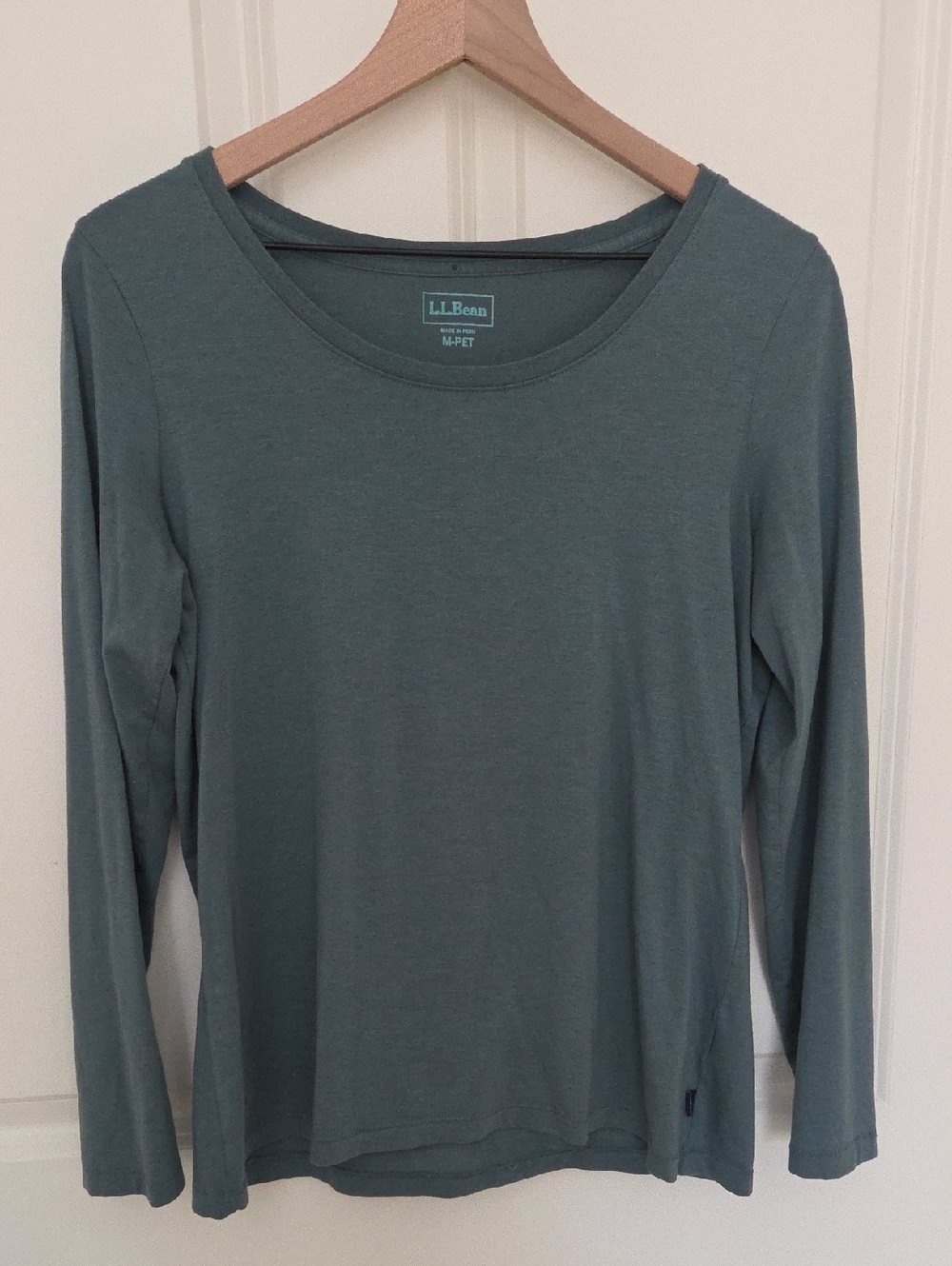 L.L. Bean Women's Long Sleeve Scoop Neck Supima Cotton Top in Dusty Sage